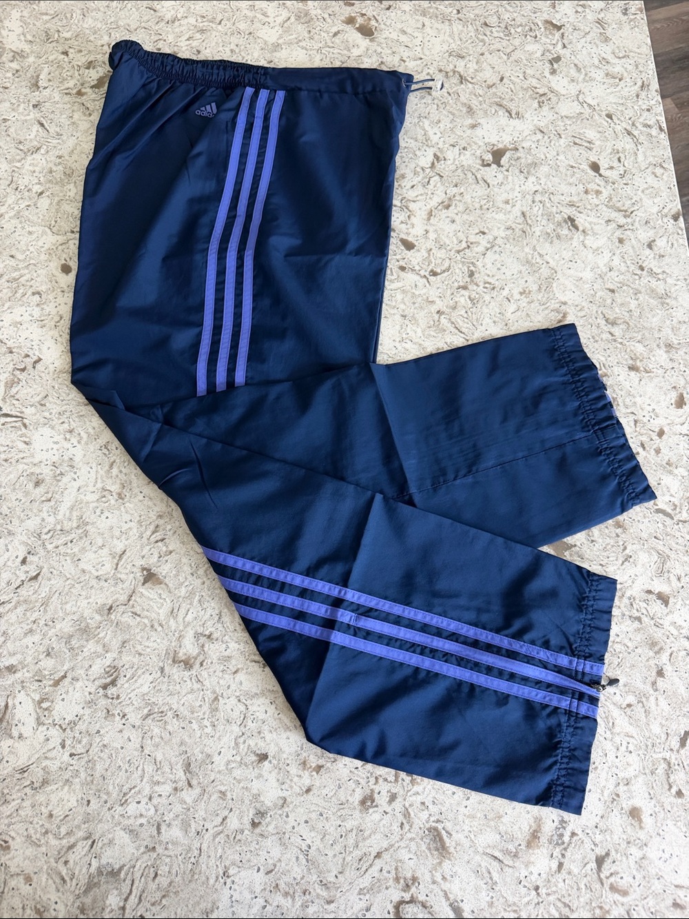 adidas Women’s Navy Track Pants with Purple Stripes